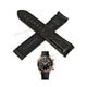 Fits/For Omega Seamaster Planet Ocean 600M 215.63.46.51.01.001 - 22mm Black Leather on Rubber Watch Band Strap