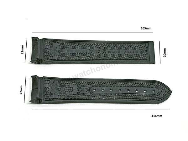 Fits/For Omega Seamaster Planet Ocean 600M 215.63.46.51.01.001 - 22mm Black Leather on Rubber Watch Band Strap