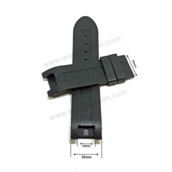 Fits/For Cerruti 1881 Hitman CT100 - 25mm Black Rubber Replacement Watch Strap Band