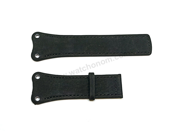 Fits/For Tag Heuer West Mclaren 2014 - Black Suede/Nubuck Leather Replacement Watch Band Strap