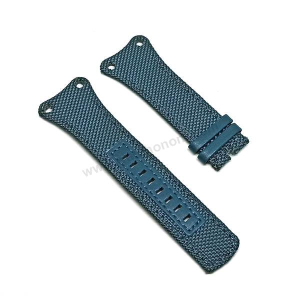 Fits/For Tag Heuer West Mclaren F1 - Navy Blue Fabric on Leather Replacement Watch Band Strap