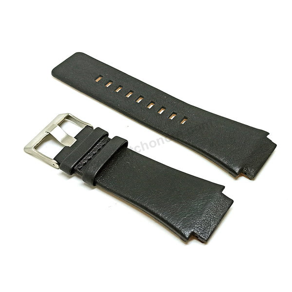 Fits/For Diesel DZ1131 Cliffhanger Big - Black Genuine Leather Replacement Watch Strap Band Belt