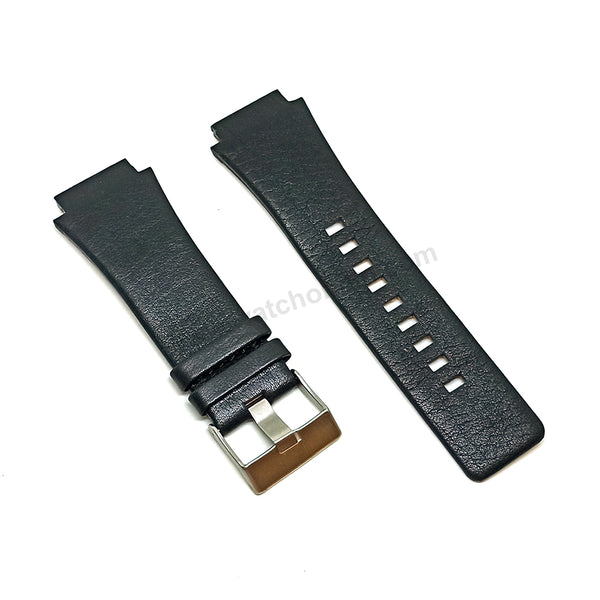 Fits/For Diesel DZ1131 Cliffhanger Big - Black Genuine Leather Replacement Watch Strap Band Belt