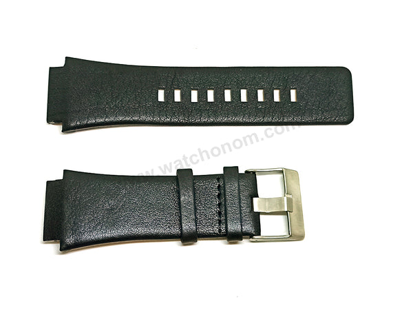 Fits/For Diesel DZ1131 Cliffhanger Big - Black Genuine Leather Replacement Watch Strap Band Belt