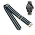 Fits/For Omega Seamaster Diver 300 M 210.92.44.20.01.002 - Black with Two Stripe Gray Replacement Fabric Nylon Nato Watch Band Strap Bangle