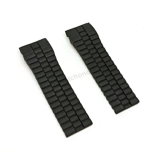 Fits/For Porsche Design - 25mm Black Rubber Replacement Watch Band Strap