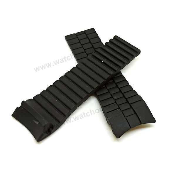 Fits/For Porsche Design - 25mm Black Rubber Replacement Watch Band Strap