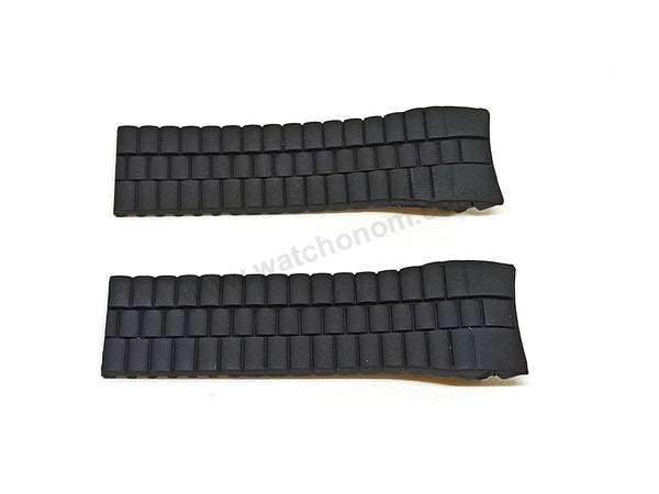 Fits/For Porsche Design - 25mm Black Rubber Replacement Watch Band Strap