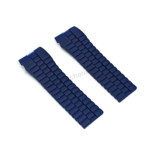 Fits/For Porsche Design - 25mm Navy Blue Rubber Replacement Watch Band Strap
