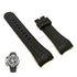 Fits/For Graham Chronofighter Prodive MR-2CDAV , GR2FGDE - 24mm Black Rubber/Silicone Curved End Replacement Watch Band Strap Belt