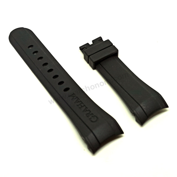Fits/For Graham Chronofighter Prodive MR-2CDAV , GR2FGDE - 24mm Black Rubber Replacement Watch Band Strap Belt