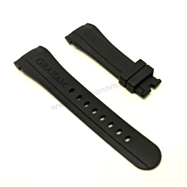 Fits/For Graham Chronofighter Prodive MR-2CDAV , GR2FGDE - 24mm Black Rubber Replacement Watch Band Strap Belt