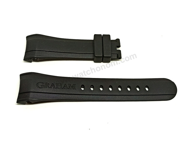 Fits/For Graham Chronofighter Prodive MR-2CDAV , GR2FGDE - 24mm Black Rubber Replacement Watch Band Strap Belt