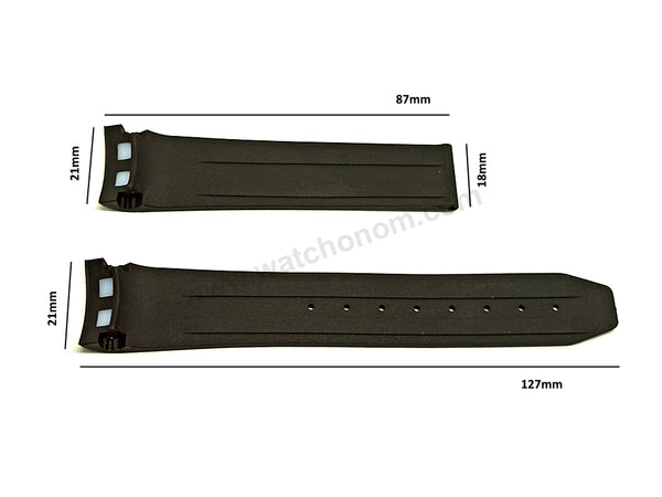 Fits/For Omega Speedmaster Racing- 21mm Black Rubber with Red Text Replacement Watch Band Strap