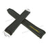 Fits/For Omega Speedmaster Racing- 21mm Black Rubber with Yellow Text Replacement Curved End Watch Band Strap