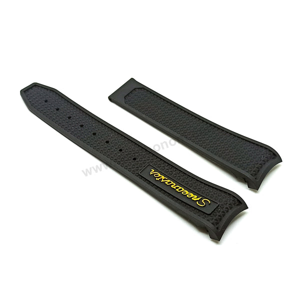 Fits/For Omega Speedmaster Racing- 21mm Black Rubber with Yellow Text Replacement Watch Band Strap