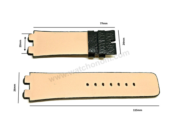 Fits/For Diesel DZ4118 , DZ4119 - Black Leather Handmade Replacement Watch Strap Band Belt