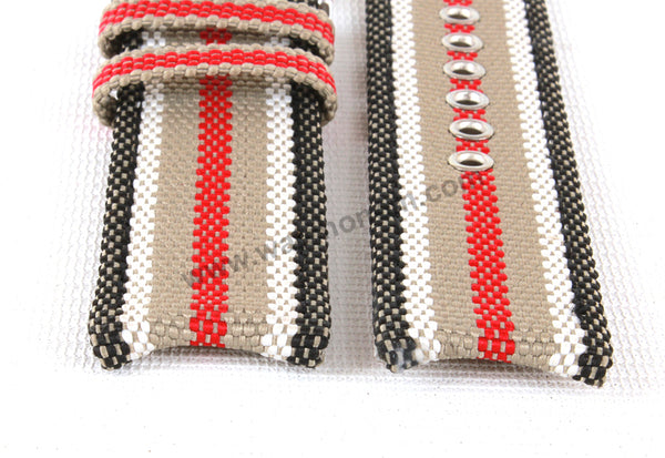 22mm Fabric Canvas Leather Watch Band Strap for Burberry Endurance BU7600 BU7601