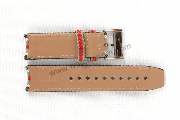 22mm Fabric Canvas Leather Watch Band Strap for Burberry Endurance BU7600 BU7601