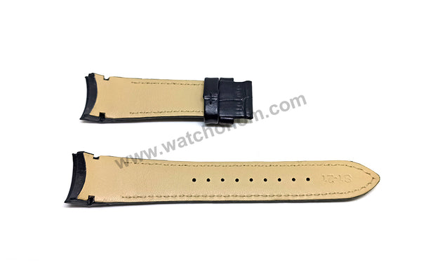 Seiko Premier 6A32-00X0 - SNQ143P1 , SNQ153P1 , SNQ152J1  Compatible for 21mm Black Genuine Leather Curved end Replacement Watch Band Strap