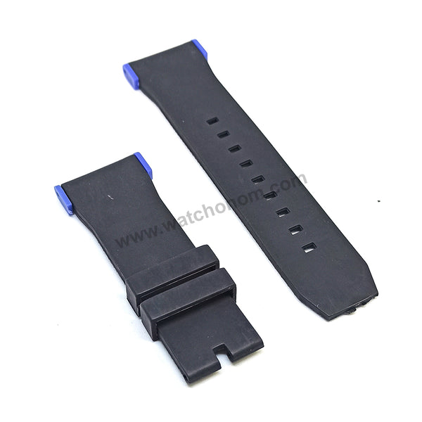Fits/ For Puma Ultrasize PU102941002 , PU103461005 , PU103461010 , PU103461021 , PU103911003 , PU103911009 , PU103911013 , PU103981006  - 28mm Black Rubber Replacement Watch Band Strap (with blue lug parts)
