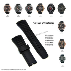Seiko Velatura 5D44-0AA0 - SRH006P1 , SRH006J1 , SRH006P9 -- 26mm Black Rubber Watch Band Strap