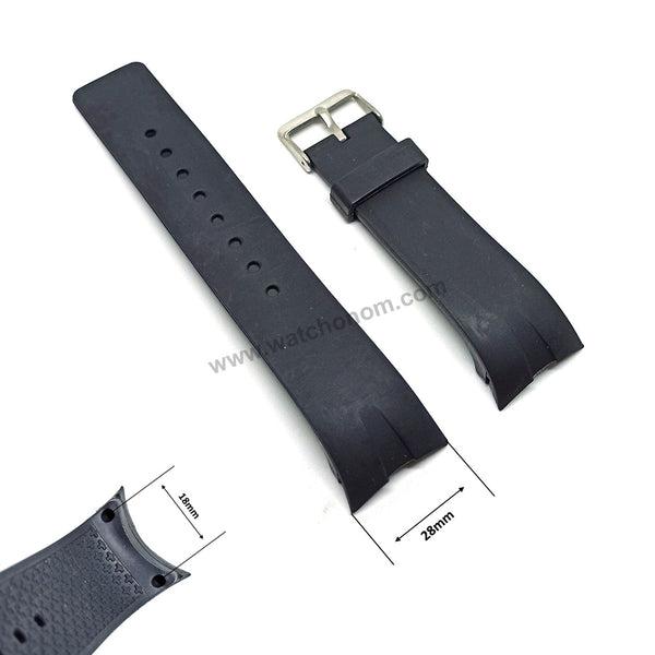 28mm Black Rubber Silicone Replacement Watch Band Strap Compatible with Dice Kayek DK-4000