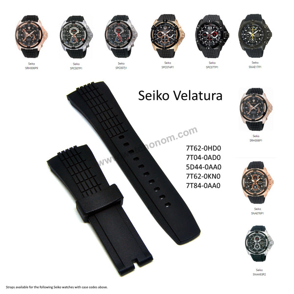 Seiko Velatura 7T62-0KN0 - SNAE17P2 -- 26mm Black Rubber Watch Band Strap