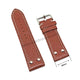 Fits/For Luminox 1879 1920 1921 1925 1927 - 26mm Brown White Stitch Rivet Genuine Leather Replacement Watch Band Strap