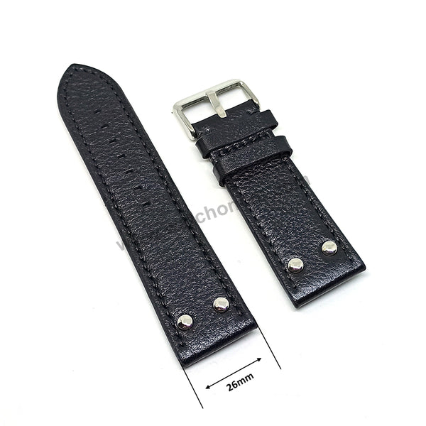 Fits/For Luminox 1879 1920 1921 1925 1927 - 26mm Black Rivet Genuine Leather Replacement Watch Band Strap Attention: Item is unbranded.