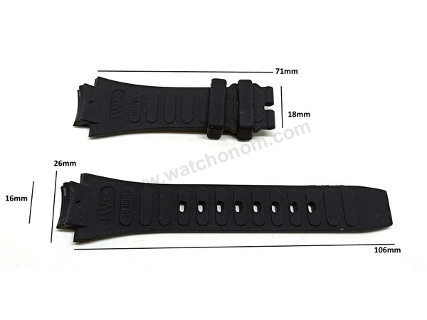 Fits/for IWC Aquatimer IW354807 , IW353804 - 16mm Black Rubber Replacement Watch Band Strap Belt