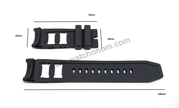 Fits/For Invicta Russian Diver 17270 17271 17272 17273 17274 17275 17276 17279 17283 - 26mm Black Rubber Replacement Watch Band Strap