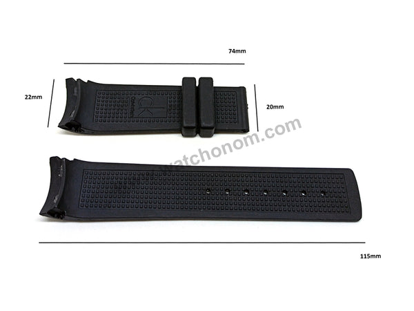 Compatible Calvin Klein CK Drive K1V27704, K1V27926, K1V27938 , K1V27102 , K1V27820 - 22mm Black Rubber Curved End Replacement Watch Band Strap