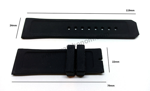 Burberry Endurance BU7700 , BU7701 , BU7704 , BU7705 - 24mm Black Rubber Silicone Watch Band Strap