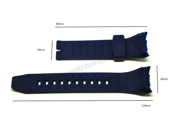 Fits/For Seiko Lord Chronograph 7T04-0AF0 - SPC158P1 - 26mm Navy Blue Rubber Replacement Curved End Watch Strap
