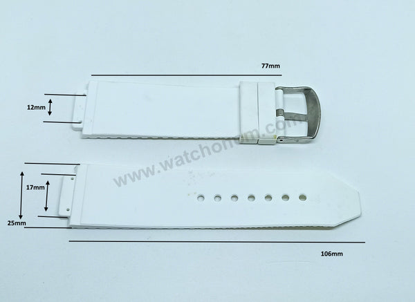 17mm White Rubber Watch Band Strap Compatible with Hublot Bigbang