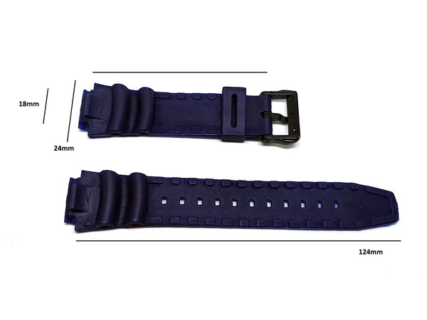 Fits/For Casio AE-1000-2AVDF - Blue Rubber Replacement Watch Band Strap Belt