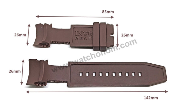 Compatible Invicta Zeus Bolt Reserve - 26mm Brown Rubber Replacement Watch Band Strap