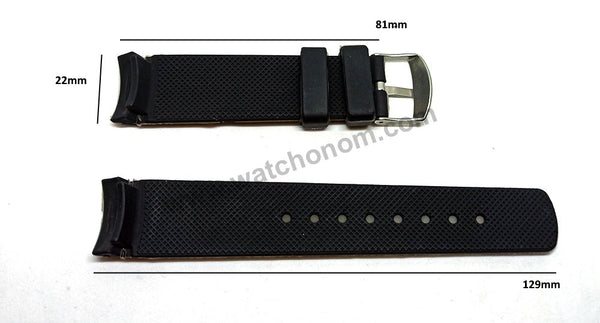 Fits/For Nautica A18636G , A19529M , A20008M , A30000G - 22mm Black Rubber Silicone Replacement Watch Band Strap