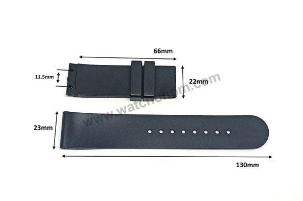 U-Boat 8050  , 8091 , 8092 , 8107 - Compatible with 23mm Black Rubber Replacement Watch Band / Strap