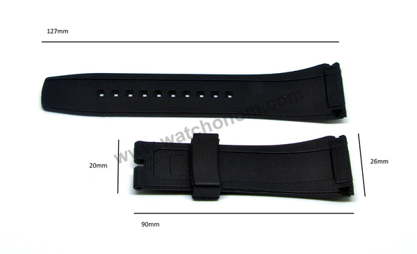 Seiko Velatura 7T62-0HD0 - SNAA93P2 , SNAE76P1 -- 26mm Black Rubber Watch Band Strap