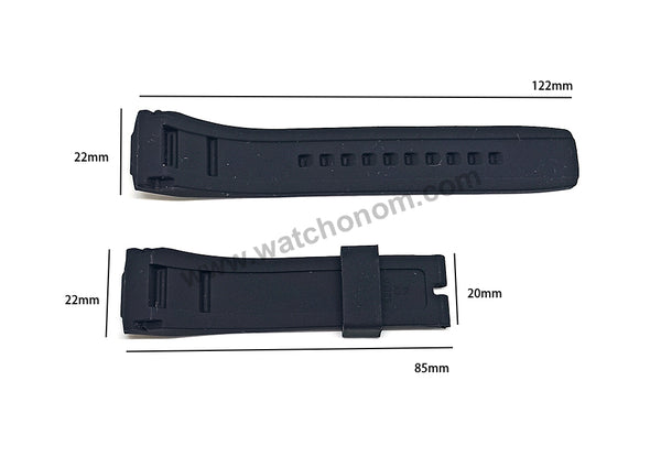 Seiko Velatura 5D44-0AJ0 - SRH024P1 -- 22mm Black Rubber Watch Band Strap