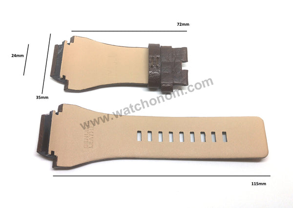 Compatible. Diesel DZ1267 , DZ1268 - 24mm Brown Genuine Leather Watch Strap Band