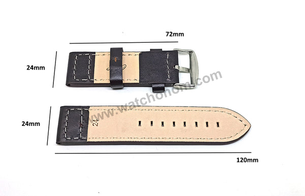 Fits/For Luminox , TW Steel , Aviator / Pilot - 24mm DARK Brown Rivet Genuine Leather Replacement Watch Band Strap