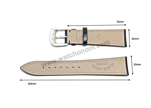 22mm Black , Brown Genuine Leather Watch Band Strap Compatible For Frank Muller