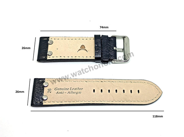 Fits/For Luminox 1879 1920 1921 1925 1927 - 26mm Black Rivet Genuine Leather Replacement Watch Band Strap Attention: Item is unbranded.