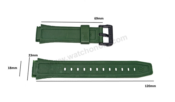 Fits/For Casio F-200 , F-200W - 18mm Green Rubber Silicone Watch Band Strap Belt