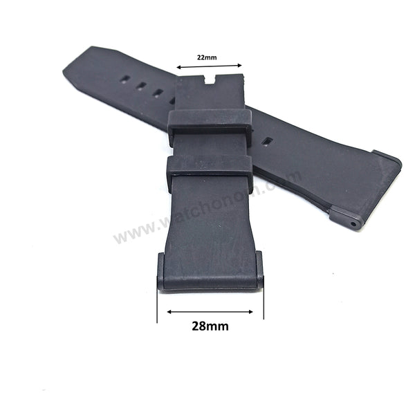 Fits/ For Puma Ultrasize PU102941001 , PU102941005 , PU102941006 , PU102941007 - 28mm Black Rubber Replacement Watch Band Strap (with black lug parts)