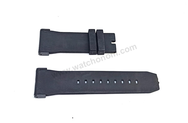 Fits/ For Puma Ultrasize PU103461001 , PU103461002 , PU103461003 , PU103461004 , PU103461008 - 28mm Black Rubber Replacement Watch Band Strap (with black lug parts)