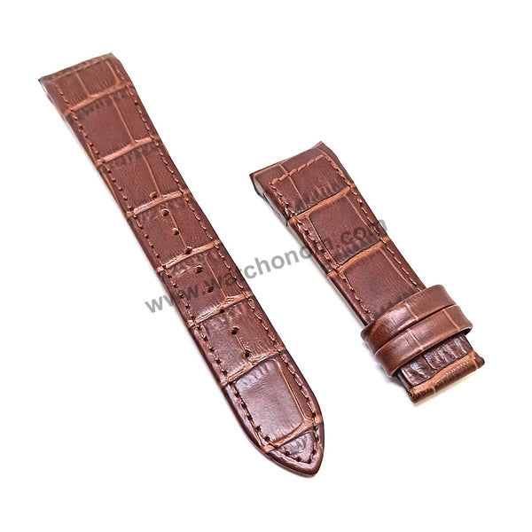 Seiko Premier 7D56-0AA0 - SNP023P1 , SNP025P1 , SNP038P1  Compatible for 21mm Brown Genuine Leather Curved end Replacement Watch Band Strap